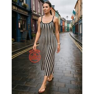 MANGO Rare Striped Knit Midi Dress NWT